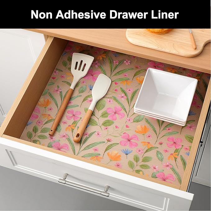 Cooyes Shelf Liner – Premium Non-Adhesive Cabinet & Drawer Liner for Kitchen – Waterproof Shelf Paper with Modern Pattern – Durable EVA Cabinet Mat – Easy to Cut （24" W x 120" L）