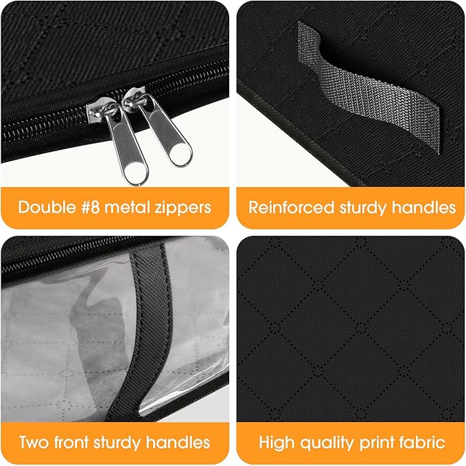 StorageRight Under Bed Storage Bins, 10-Pack 40L Foldable Fabric Storage Bags with Transparent Window, Breathable Organizer for Clothes/Blanket/Comforter/Quiltr, Black