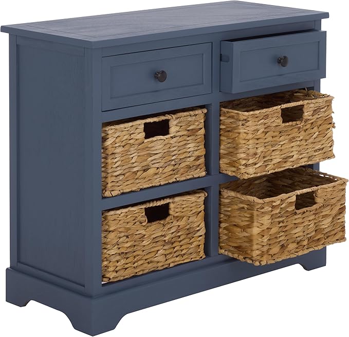 SAFAVIEH Home Collection â Herman Blue Storage Unit, 2-Drawer 4-Basket Mixed-Material Organizer, Fully Assembled (AMH5702K)