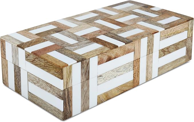 Handicrafts Home Decorative Storage Box 10x6 – Remote Organizer Box with Lid, Modern Decorative Keepsake Box, Boho Shelf Décor, Memory Box for Photos or Letters, Decorative Box for Table Décor