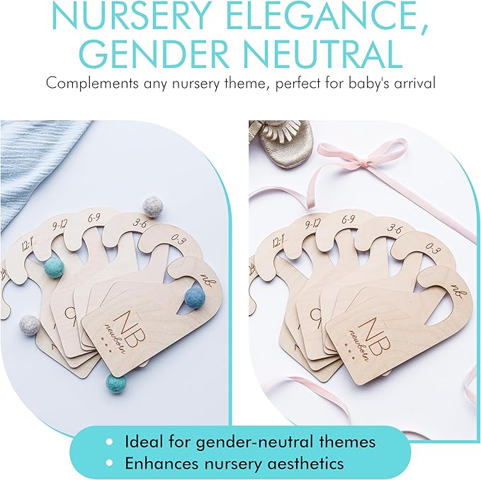 Baby Clothes Organizer – Baby Clothes Dividers for Closet – Wood Size Dividers for Newborn to 24 Months, Nursery Organizer, Large 1in Letter Size (Set of 7)