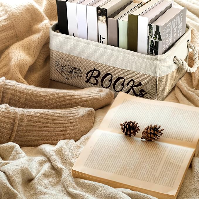 Marsui Book Lover Gifts Books themed Storage Basket Storage Bin Bookish Accessories Bookworm Gift for Club Members Student Teacher Reading Accessories