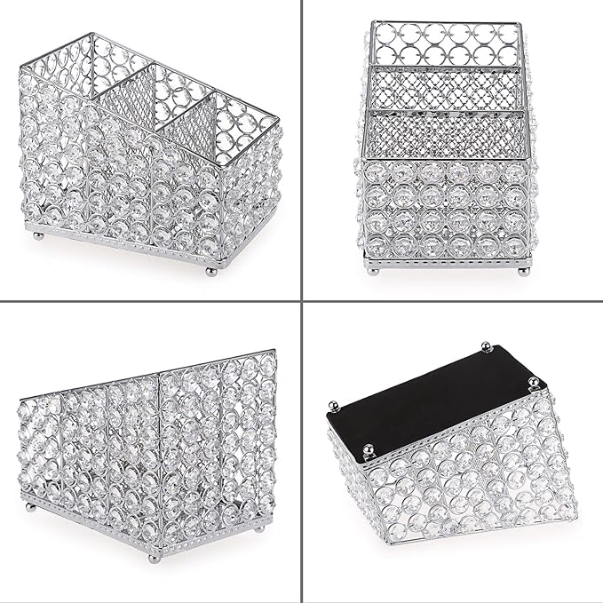 Sumnacon Remote Control Holder Crystal Remote Holder for Table Gorgeous TV Remote Holder with 3 Slots Stylish Table Remote Caddy Decorative Remote Control Organizer for Bedroom Living Room Office
