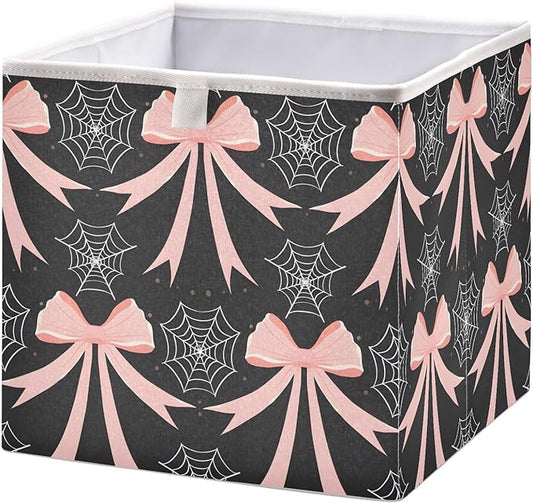 Bolaz Web Bow Pattern Closet Organizers Storage Cubes Storage Bins Shelf Baskets Containers for Home Room Office,Square