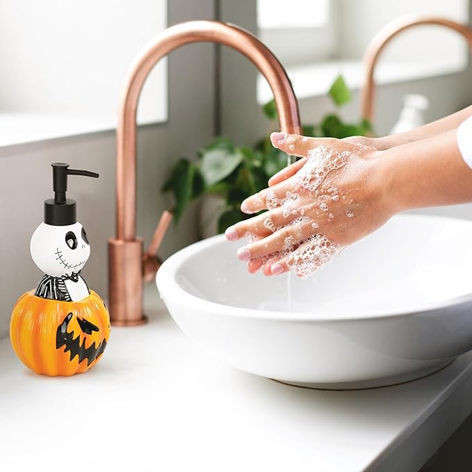 Disney Nightmare Before Christmas Soap Dispenser - Jack Skellington and Pumpkin Resin Lotion Pump - Bathroom Décor
