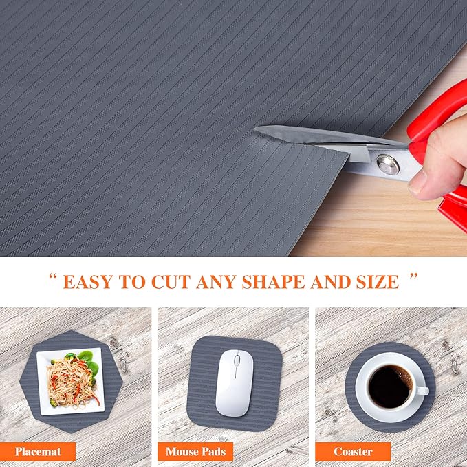 Shelf Liners for Kitchen Cabinets, 10" W x 120" L, Non Adhesive Non-Slip Kitchen Drawer Liners, Waterproof Durable Cabinet Liners for Shelves, Pantry, Dark Gray