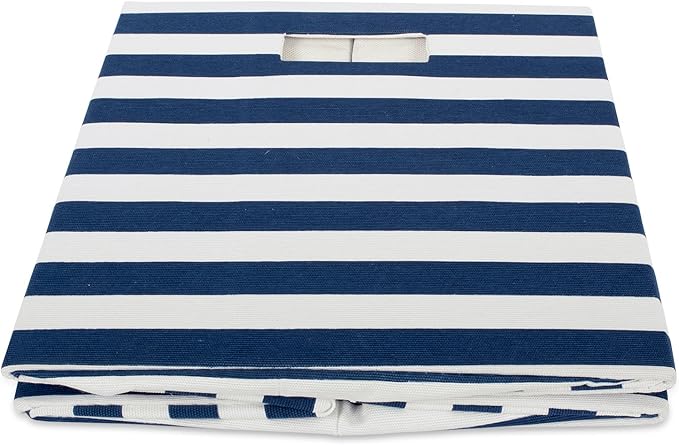 DII Polyester Cube Storage Collection Collapsible Hard Sided Bin, 13x13x13", Nautical Blue