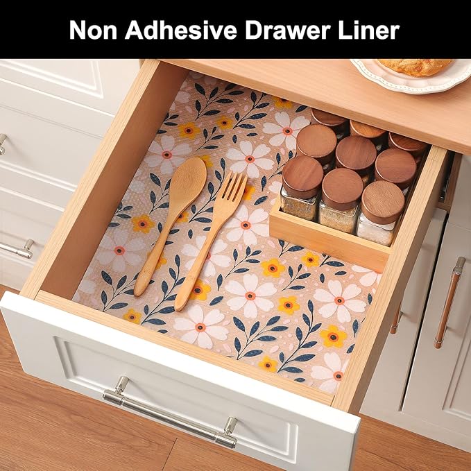 Cooyes Shelf Liner – Premium Non-Adhesive Cabinet & Drawer Liner for Kitchen – Waterproof Shelf Paper with Modern Pattern – Durable EVA Cabinet Mat – Easy to Cut （12" W x 240" L）