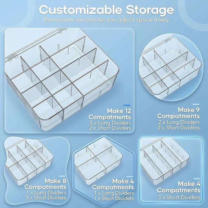 Tea Bags Organizer: Extra Large Tea Bag Holder with Lids - Tea Packet Organizer for Countertop Pantry, Stackable Clear Acrylic Storage Bin