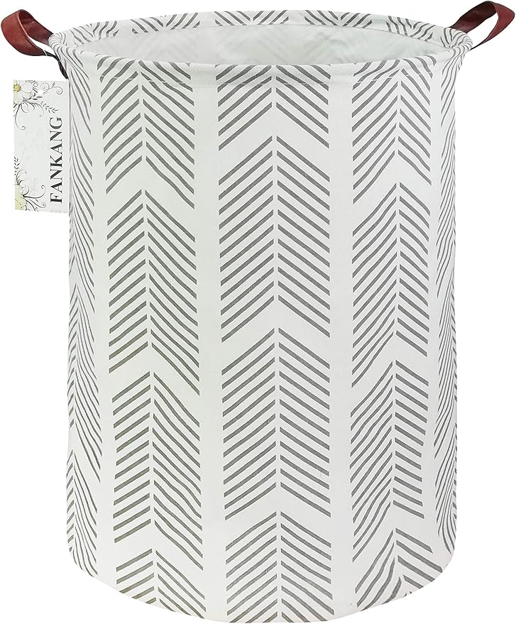 FANKANG Storage Basket, Nursery Hamper Canvas Laundry Basket Foldable with Waterproof PE Coating Large Storage Baskets for Kids Boys and Girls, Office, Bedroom, Clothes,Toysï¼Grey arrowheadï¼