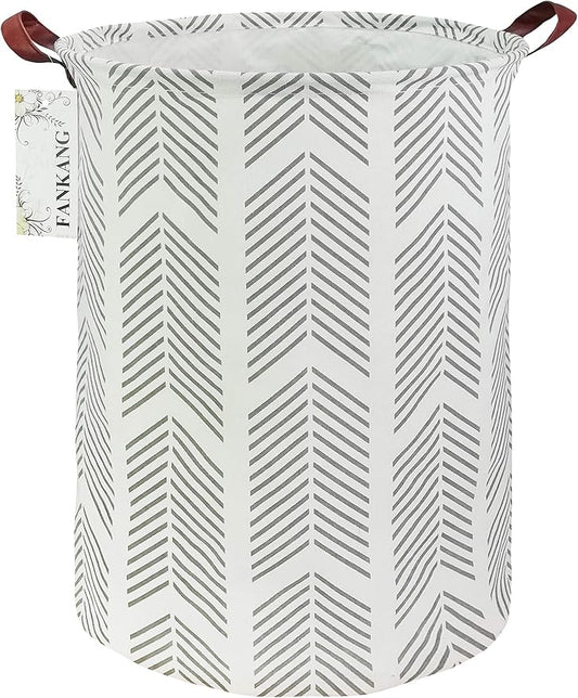 FANKANG Storage Basket, Nursery Hamper Canvas Laundry Basket Foldable with Waterproof PE Coating Large Storage Baskets for Kids Boys and Girls, Office, Bedroom, Clothes,Toysï¼Grey arrowheadï¼