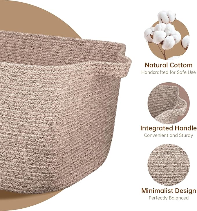 75L Large Blanket Basket,woven baskets for storage,Storage Basket for Organizing,Cotton Rope Basket with Handle,Blanket Basket living Room,Toy Basket for Nursery