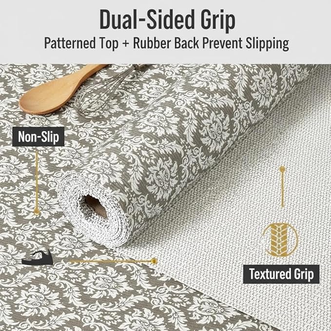 Coavas Extra Grip Thickened Shelf and Drawer Liner - Non-Adhesive Non-Slip Waterproof Mats for Kitchen Cabinets, Drawers, Shelves, Dresser & Cupboard, Easy Cut DIY (Beige Cream, 12IN x 20FT)