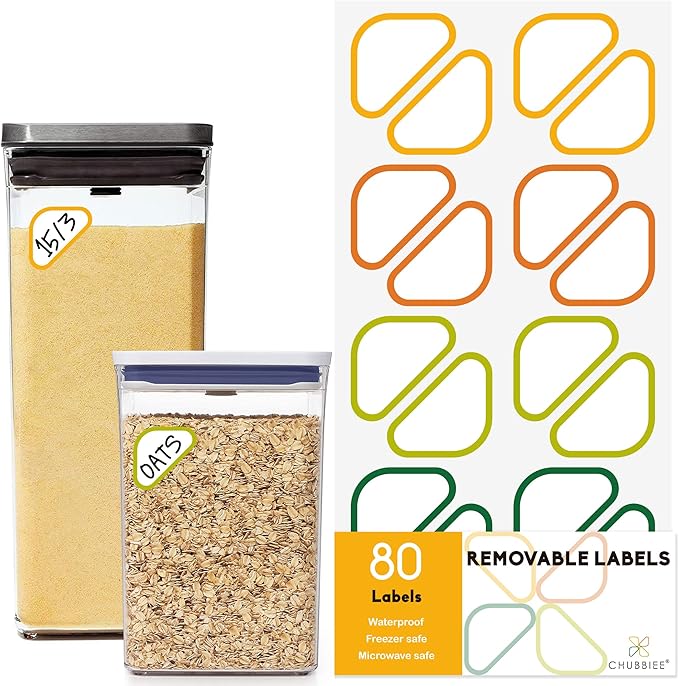 Removable Expiration Date Labels for Food Containers - Waterproof Storage for Deli, Pantry, Freezer, Refrigerator - Write On Kitchen Organization