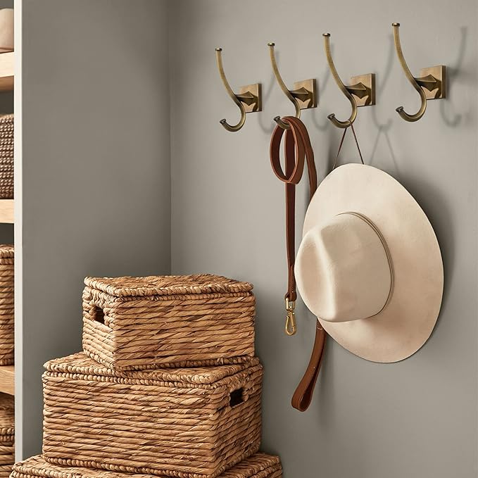 TUNNY 2 Pack Vintage Coat Hooks-Copper Brushed Wall Hooks Towel Hooks Towel Robe Hooks,for Entry Shoe Cabinet, Wardrobe Bathroom Bedroom Furniture Hardware