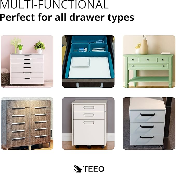Teeo - Desk Organizer Drawer - Makeup Drawer Organizer Trays - Bathroom Drawer Organizer - Small Desk Organizer - Home Office Cosmetic Bins Dividers Compartment Organization - Pack of 7, Turquoise