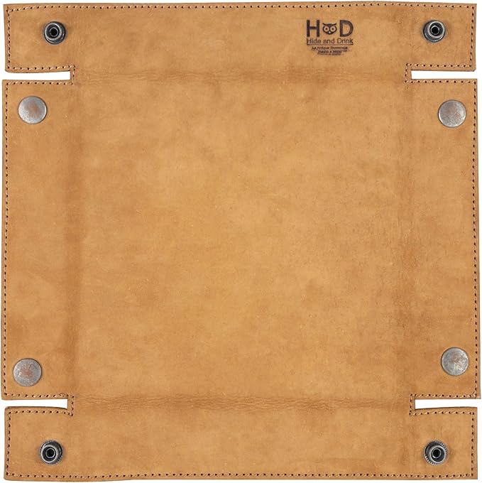 Hide & Drink, Leather Catchall Change Keys Coins Jewels Box Tray Big Storage, Handmade :: Old Tobacco