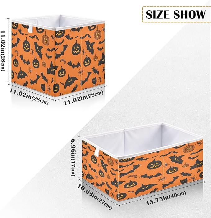 Bolaz Pumpkin Bats Closet Organizers Storage Cubes Storage Bins Shelf Baskets Containers for Home Room Office,Rectangle