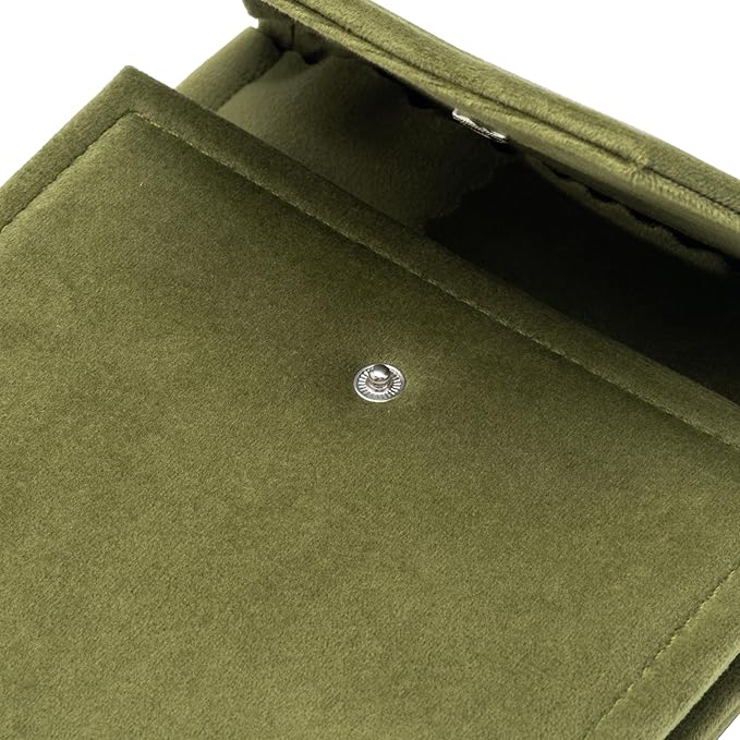 Velvet Necklace Jewelry Travel Folder Storage Display Case (Olive Green)