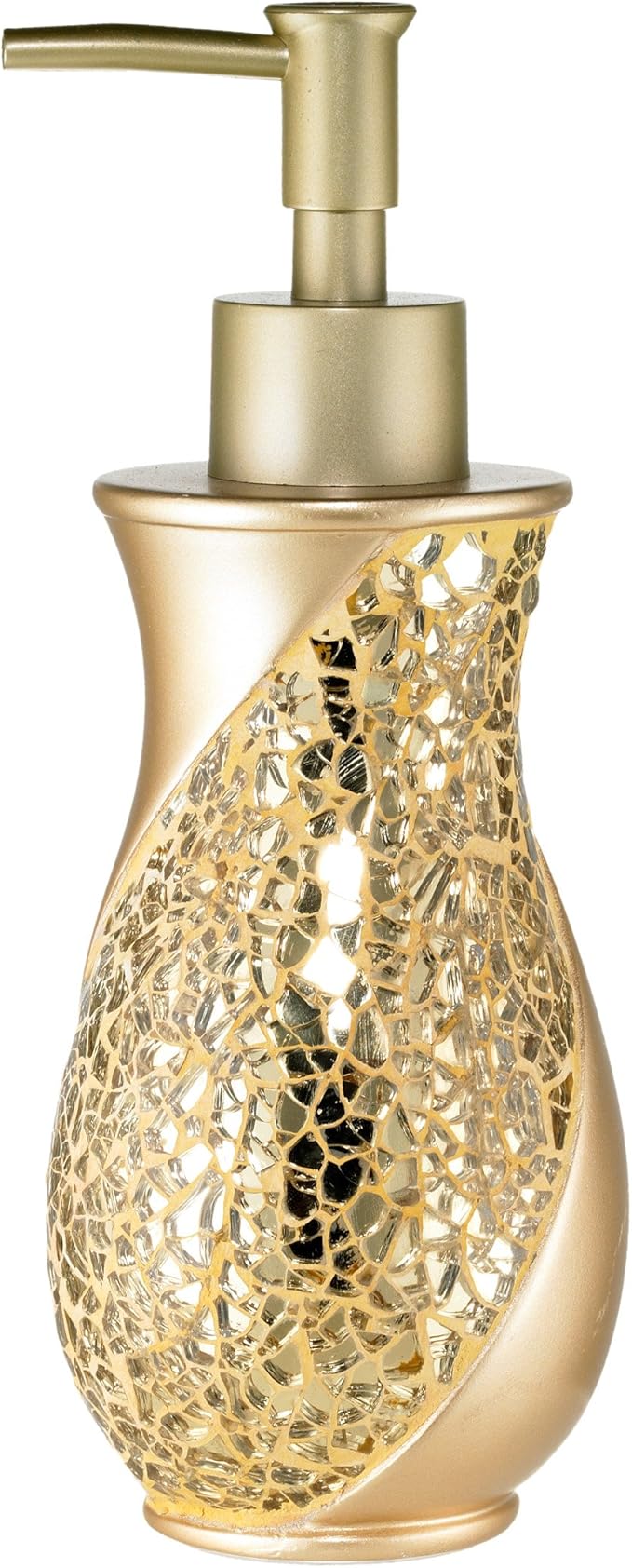 Zahari Home Sinatra Soap Dispenser/Lotion Pump Unique Design Bling Glass Mosaic Décor, Gold