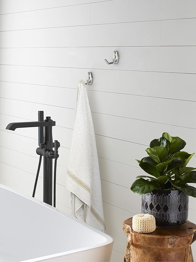 Amerock H3700826 | Benton Double Prong Decorative Wall Hook | Polished Chrome Hook for Coats, Hats, Backpacks, Bags | Hooks for Bathroom, Bedroom, Closet, Entryway, Laundry Room, Office