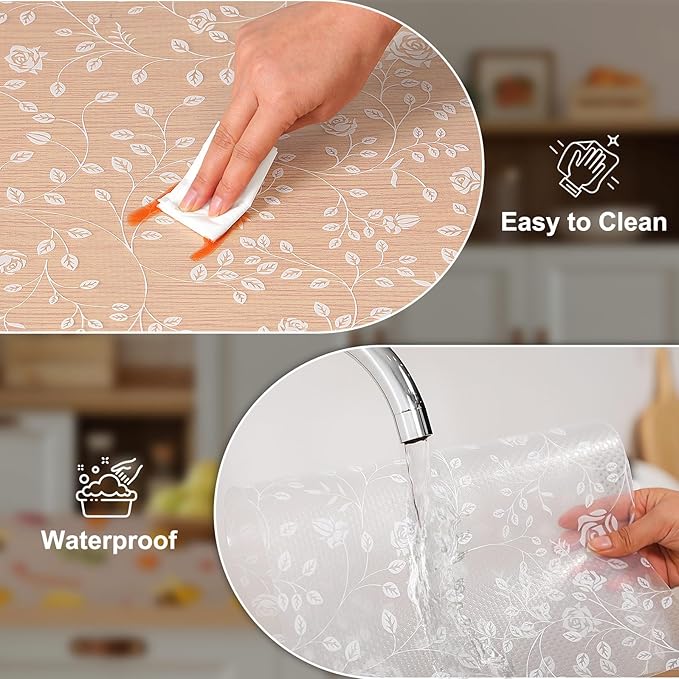 Cooyes Shelf Liner – Premium Non-Adhesive Cabinet & Drawer Liner for Kitchen – Waterproof Shelf Paper with Modern Pattern – Durable EVA Cabinet Mat – Easy to Cut （15" W x 120" L）