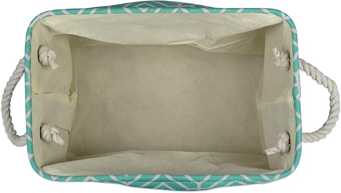 DII Collapsible Polyester Storage Bin, Stained Glass, Aqua, Large Rectangle
