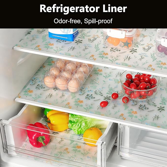 INNOLITES Shelf Liners for Kitchen Cabinets – Drawer Liner Waterproof & Oil-Proof, Non-Adhesive EVA with Floral Pattern – Durable Washable, Easy to Cut (Sage Green, 11.8" x 240")