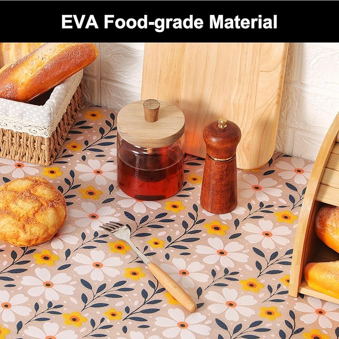 Cooyes Shelf Liner – Premium Non-Adhesive Cabinet & Drawer Liner for Kitchen – Waterproof Shelf Paper with Modern Pattern – Durable EVA Cabinet Mat – Easy to Cut （12" W x 240" L）