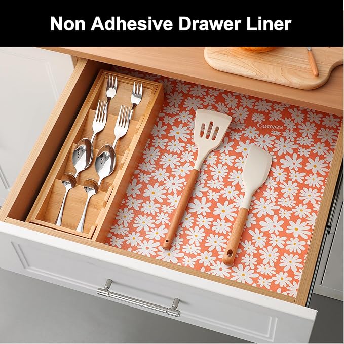 Cooyes Shelf Liner – Premium Non-Adhesive Cabinet & Drawer Liner for Kitchen – Waterproof Shelf Paper with Modern Pattern – Durable EVA Cabinet Mat – Easy to Cut （12" W x 120" L）