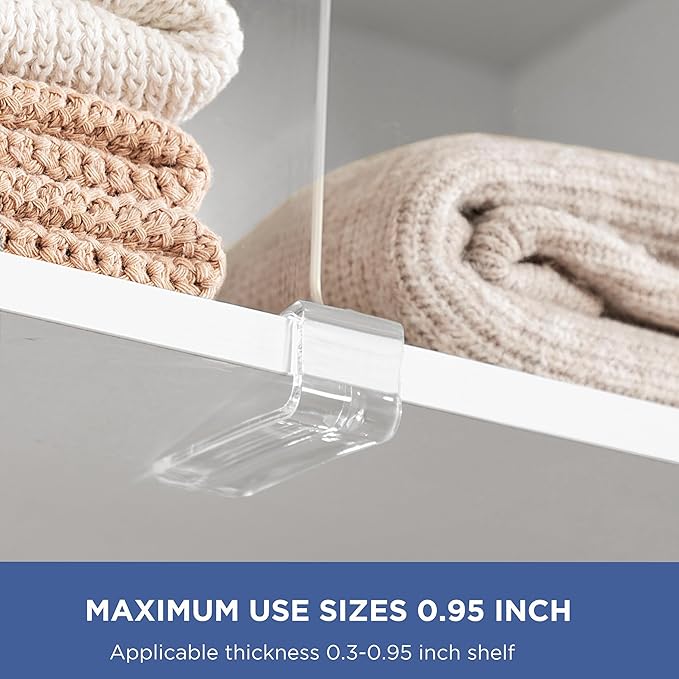 12 Pack 12 Inches [Extra Tall Version] Clear Shelf Dividers for Organization, Acrylic Closet Shelf Vertical Shelves Organizer for Bedroom, Kitchen and Office