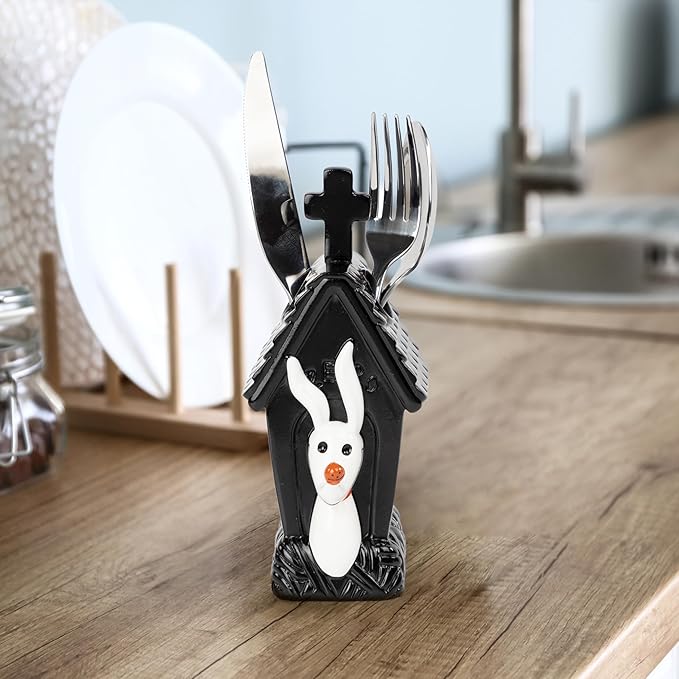 Disney Nightmare Before Christmas Toothbrush Holder - Black & White Resin Pencil Holder Features Zero - Bathroom Storage