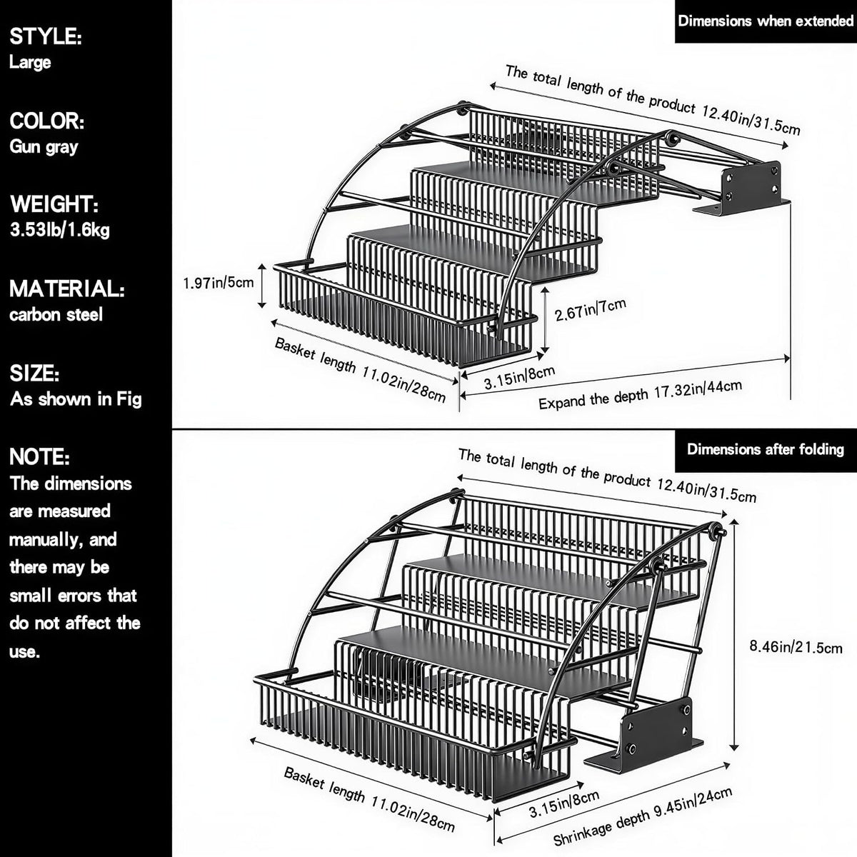 3-Tier Pull Down Spice Rack Organizer Expandable Pull-Out for Upper Cabinet Space-Saving for Inside Cabinet Expandable Display Riser Shelf Seasoning Shelf