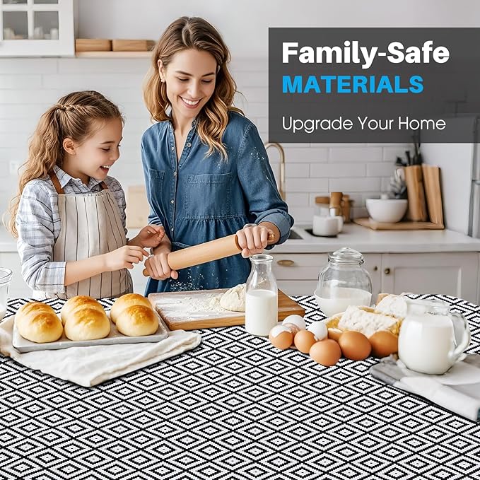 Coavas Extra Grip Thickened Shelf and Drawer Liner - Non-Adhesive Non-Slip Waterproof Mats for Kitchen Cabinets, Drawers, Shelves, Dresser & Cupboard, Easy Cut DIY (Black Rhombic, 12IN x 30FT)