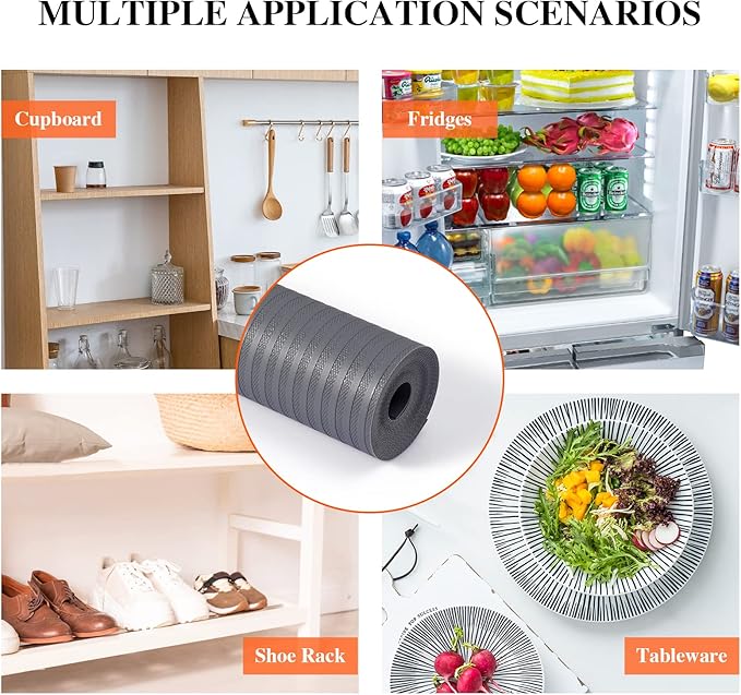 Shelf Liners for Kitchen Cabinets, Non-Adhesive, 12Inch x 30Ft, Non-Slip Kitchen Drawer Liner, Waterproof Durable Cabinet Liners for Shelves, Pantry, Dark Gray