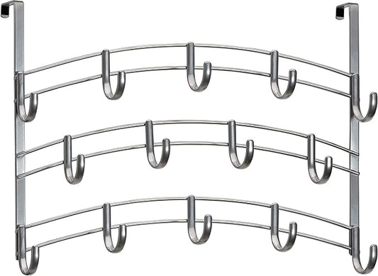 LYNK Professional® Home™ Over The Door Hooks - 14 Hook Over The Door Hanger - Over Door Coat Rack - Hanging Towels or Clothes - Bathroom, Bedroom or Laundry Room - Lifetime Ltd. Warranty – Platinum