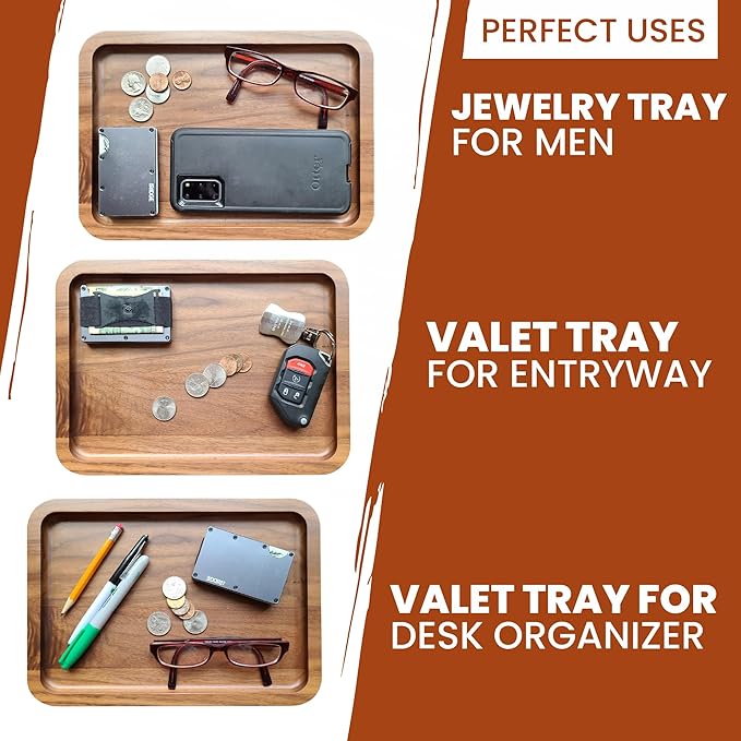 Valet Tray for Men - Made in USA - Jewelry Tray for Entryway - Great Tray for nightstand or desks - by Virginia Boys Kitchens (1)