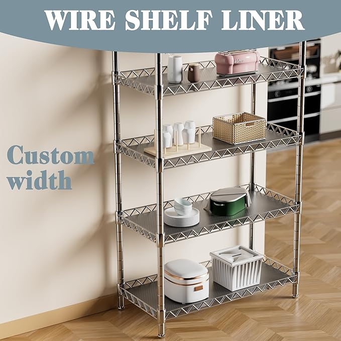 FLPMIX Shelf Liners for Wire Shelving: Waterproof Thick Pantry Shelves Liner - Easy to Cut Heavy Duty Metal Rack Mat Transparent Grey 8" x 120"