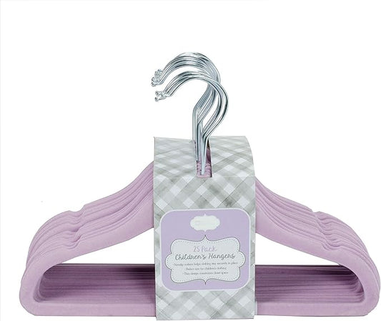 Ultra-Thin Premium Velvet Hangers - Space Saving Clothes Hangers - Non-Slip Hangers for Children - Maximize Closet Space - 25 Pack (Lavender)