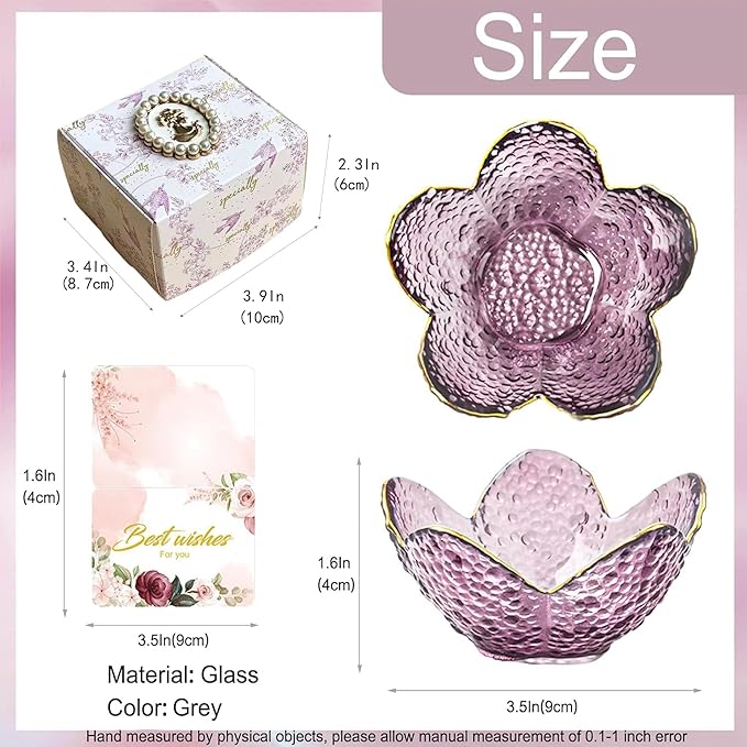 Mini Flower Ring Plate Jewelry Storage Tray Ring Holder for Dressing Table, Bedside Table, Room Bathroom Decoration, Cute Valentine's Day Christmas Birthday Gift for Women (purple 2pcs)