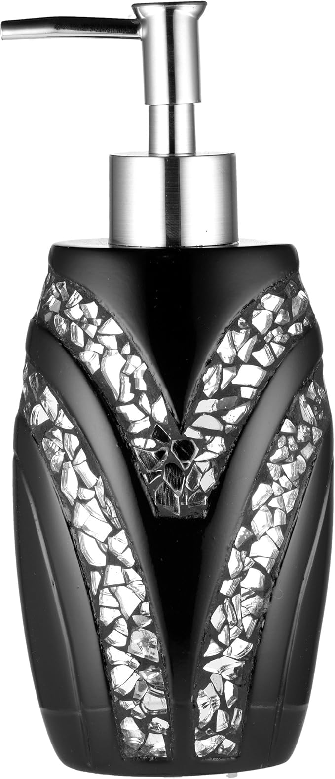 Zahari Home Sinatra Soap Dispenser/Lotion Pump Unique Design Bling Glass Mosaic Décor, Black