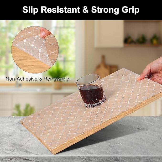 Cooyes Shelf Liner – Premium Non-Adhesive Cabinet & Drawer Liner for Kitchen – Waterproof Shelf Paper with Modern Pattern – Durable EVA Cabinet Mat – Easy to Cut （17.5" W x 240" L）