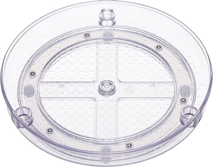 Amazon Basics Lazy Susan Turntable Organizer,9" Diameter,2 Tier,Clear,(Pack of 8)