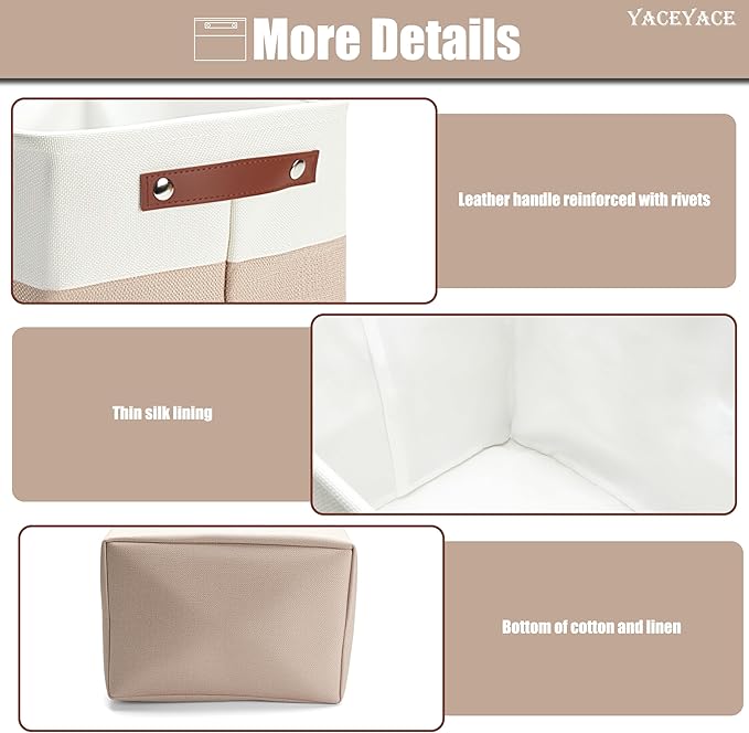 Storage Baskets with Handles, 4 Pack Foldable Storage Bins for Shelves, Linen Fabric Basket for Home Decorative,Organizing Cloth Toy Nursery
