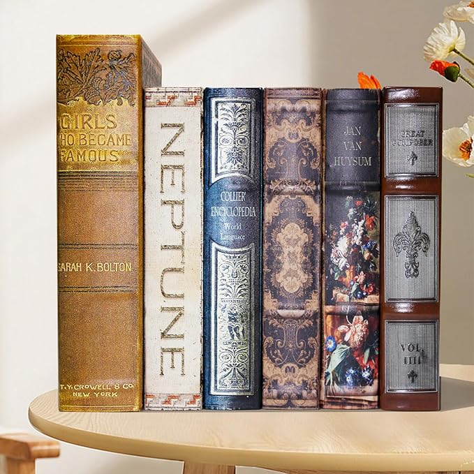 Book Box Decorative Storage Box for Coffee Table Decor, Faux Wood with Magnetic Cover Storage for Hidden Jewelry,Photos, Greeting Cards,Remotes,NEPTUNE Pattern M Size Box -5-06
