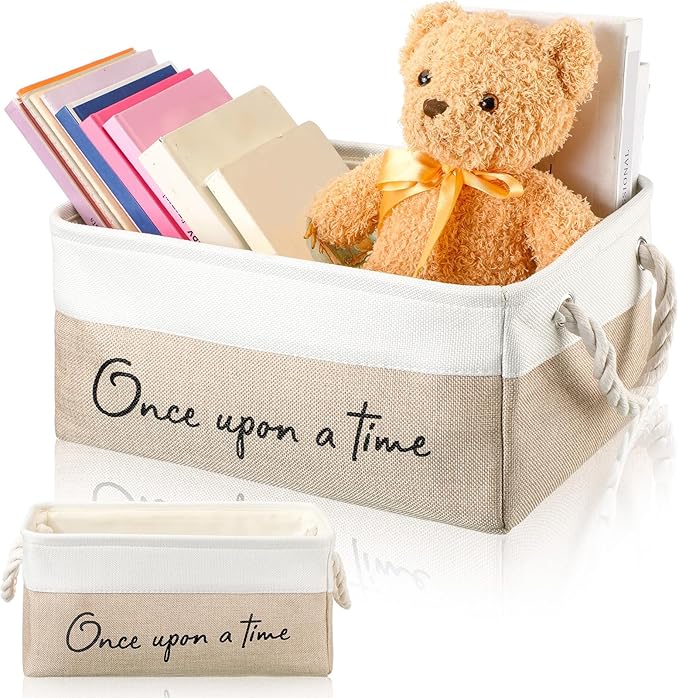 Marsui Book Lover Gifts Once Upon a Time Book Storage Basket Bin Bookish Accessories Bookworm & Librarian Gift for Club Members Student Teacher Reading Accessories