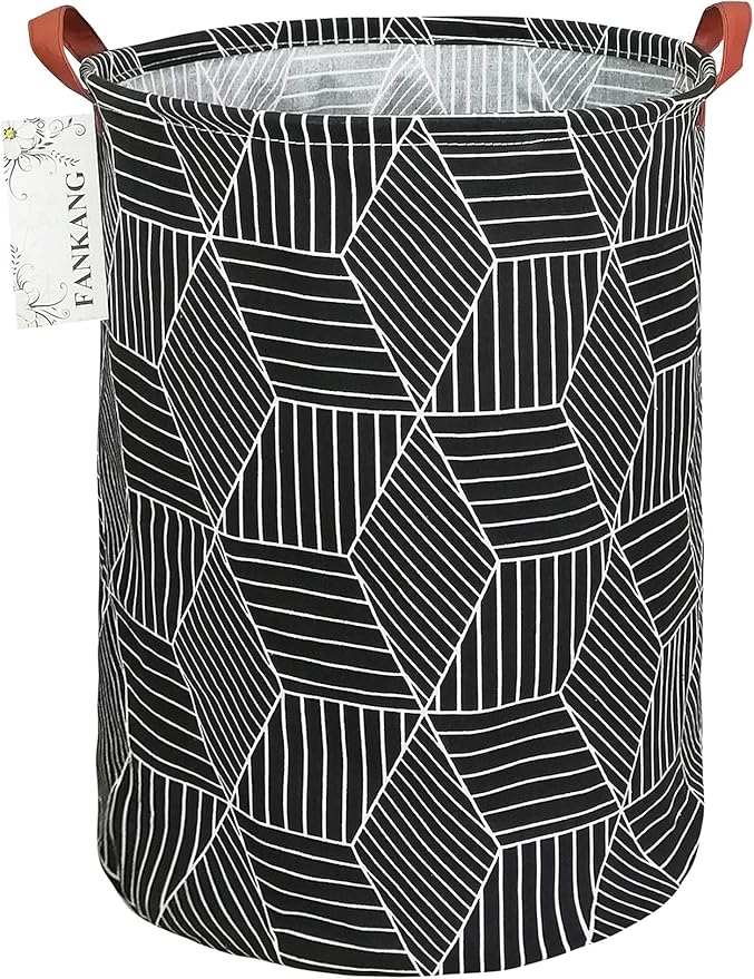 FANKANG Storage Basket, Nursery Hamper Canvas Laundry Basket Foldable with Waterproof PE Coating Large Storage Baskets for Kids Boys and Girls, Office, Bedroom, Clothes,Toysï¼Black Magic cubeï¼