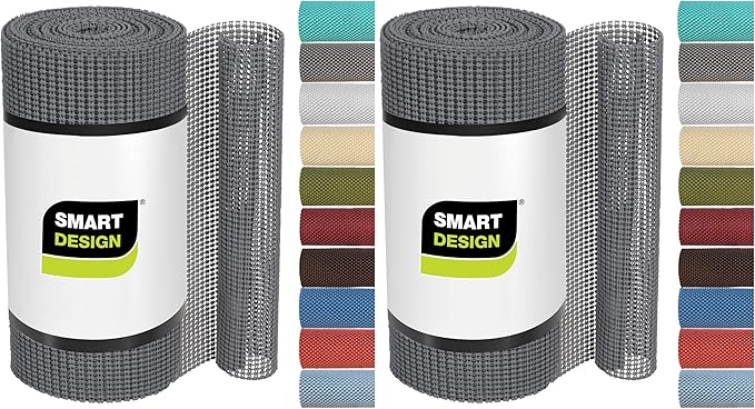 Smart Design Classic Grip Shelf Liner for Home Organization- Non Adhesive/Slip, Easy Clean - Perfect for Desk, Shelves, Kitchen, Bathroom, Cabinet Protection -Graphite Gray (Pack of 2)