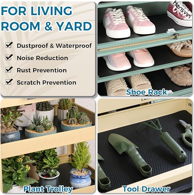 Hersvin Shelf Liners, 20 in x 20 ft Kitchen Drawer Mats, Non-Adhesive EVA Cupboard Protector, Cabinet Lining (Black Dot)