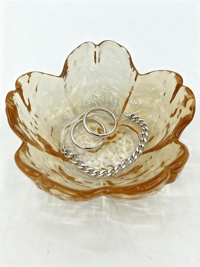 Mini Flower Ring Plate Jewelry Storage Tray Ring Holder for Dressing Table, Bedside Table, Room Bathroom Decoration, Cute Valentine's Day Christmas Birthday Gift for Women (orange flower)